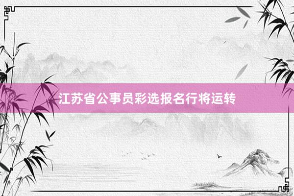 江苏省公事员彩选报名行将运转